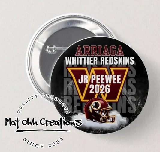 Personalized sports football team button pin