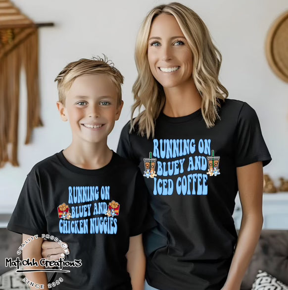 Iced Coffee & Chicken Nuggies Adult/Child Combo Tees