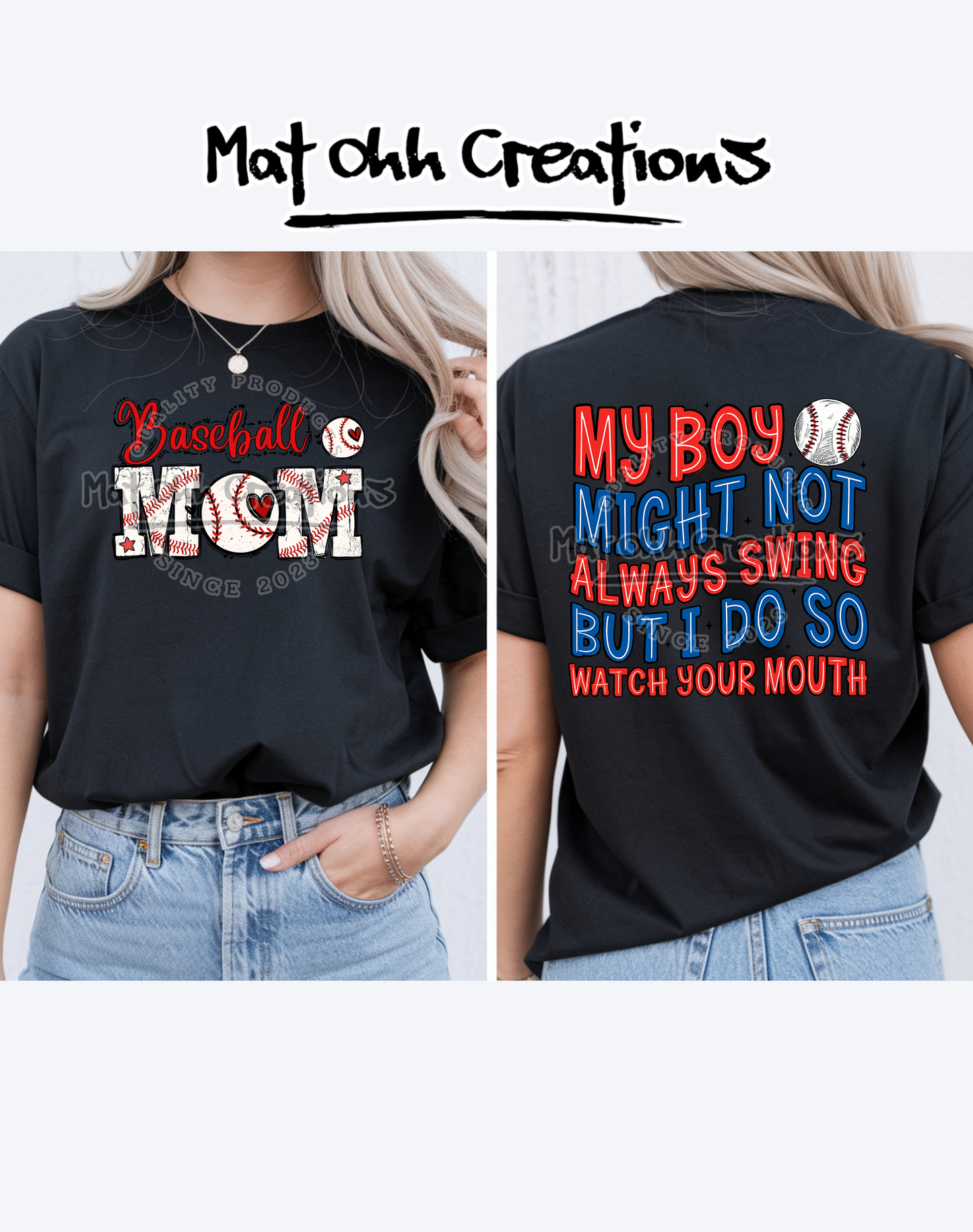 Watch Your Mouth Baseball Mom Tee